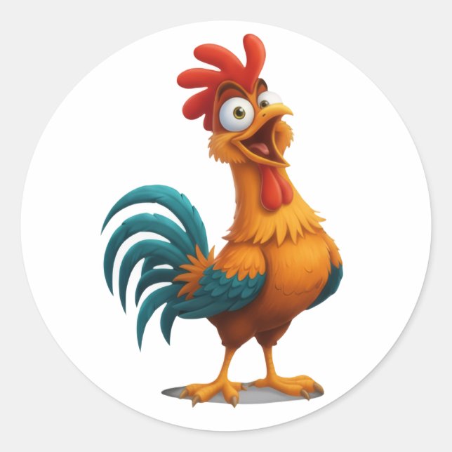 Playful Happy Rooster Sticker (Vorderseite)