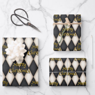 Playful Harlequin Floating Text Weihnachten Geschenkpapier Set