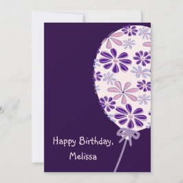 Playful Indigo Pink Balloon Happy Birthday Card Einladung