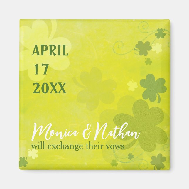 Playful Irish Kleeblatt Green Wedding Save the Dat Magnet (Vorne)