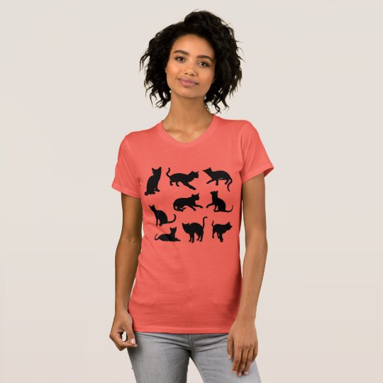 Playful Katzen-Silhouette T-Shirt