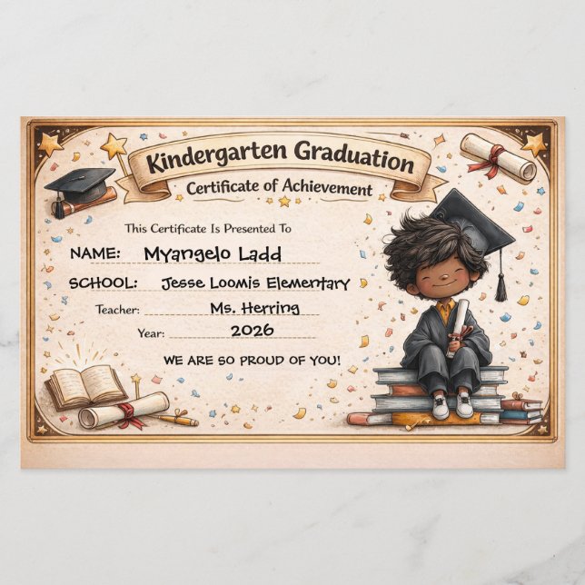 Playful Kindergarten Graduation Certificate  (Vorderseite)