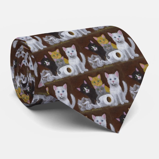Playful Kittens Neck Tie Krawatte (Gerollt)