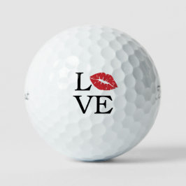Playful 'LOVE' Red Lips Flirty Modern Romance Gift Golfball