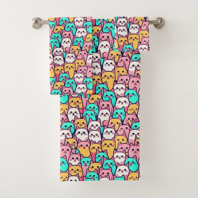 Playful Minimalist Cats in Multi-Coloured Pastels (En situation)