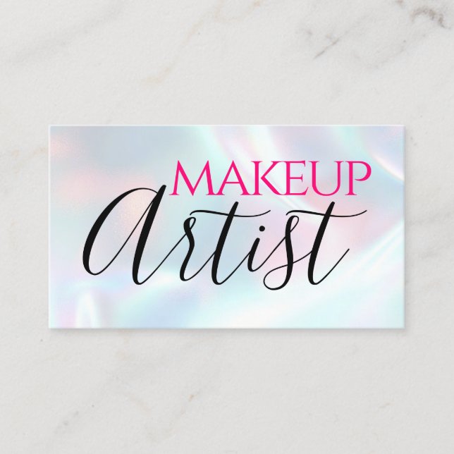 Playful Modern Makeup Artist Holographic Visitenkarte (Vorderseite)