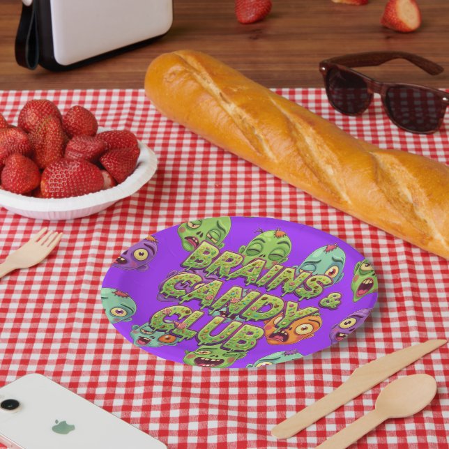 Playful Monsters Zombies For Halloween Pappteller (Picknick)