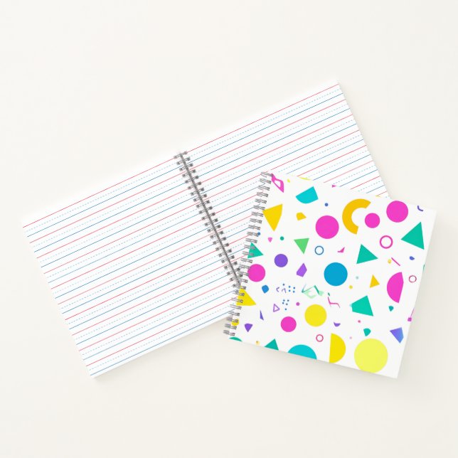Playful Neon Memphis Geometric Retro Pattern Notizbuch (Innenseite)