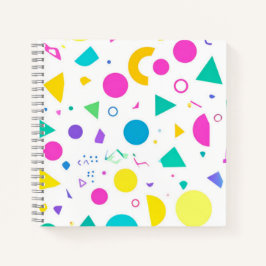 Playful Neon Memphis Geometric Retro Pattern Notizbuch