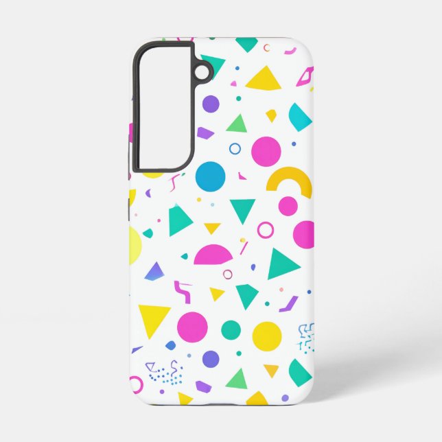 Playful Neon Memphis Geometric Retro Pattern Samsung Galaxy Hülle (Rückseite)