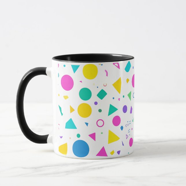 Playful Neon Memphis Geometric Retro Pattern Tasse (Links)