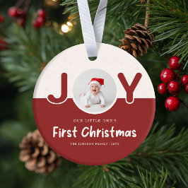 Playful Newborn Baby's  Photo First Christmas Keramik Ornament