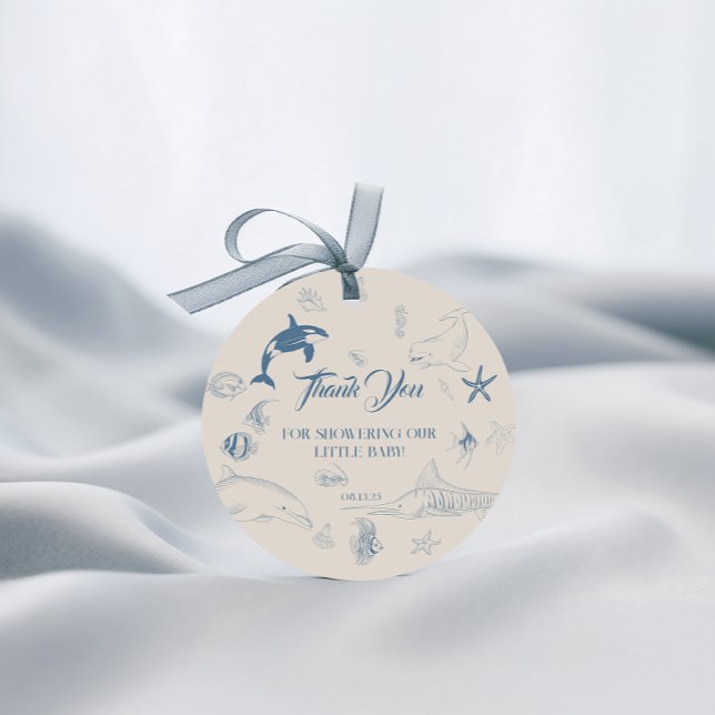 Playful Ocean Blue Sea Life Baby Dusche Geschenkanhänger (Von Creator hochgeladen)