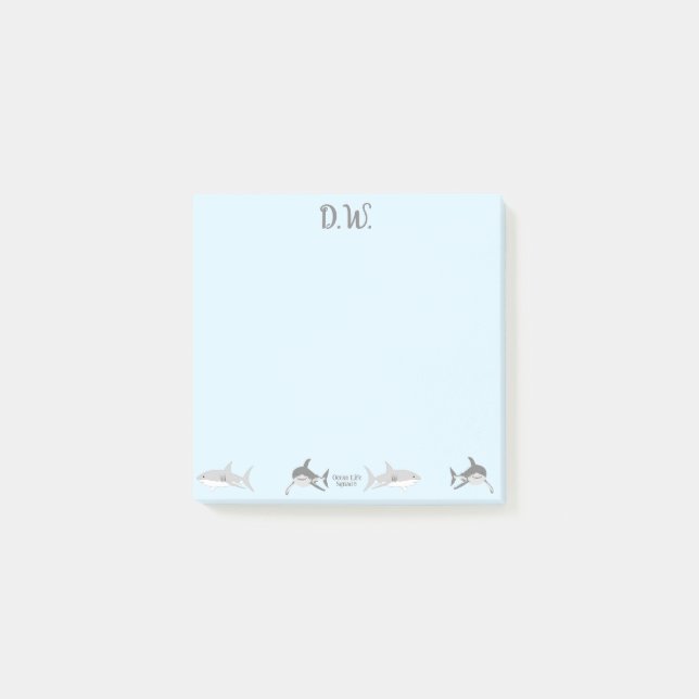 Playful Ocean Sharks Blue Design Post-it Klebezettel (Vorderseite)