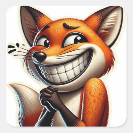 Playful Orange Fox Giggle Quadratischer Aufkleber