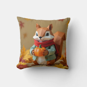Playful Origami Eichhörnchen mit Pumpkin Fall Th Kissen