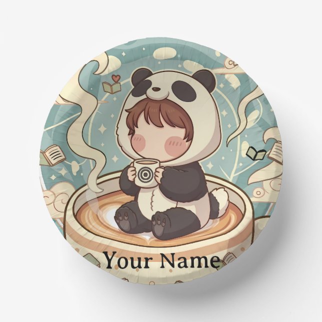 Playful Panda Coffee Ceramic Bowl Pappteller (Vorderseite)