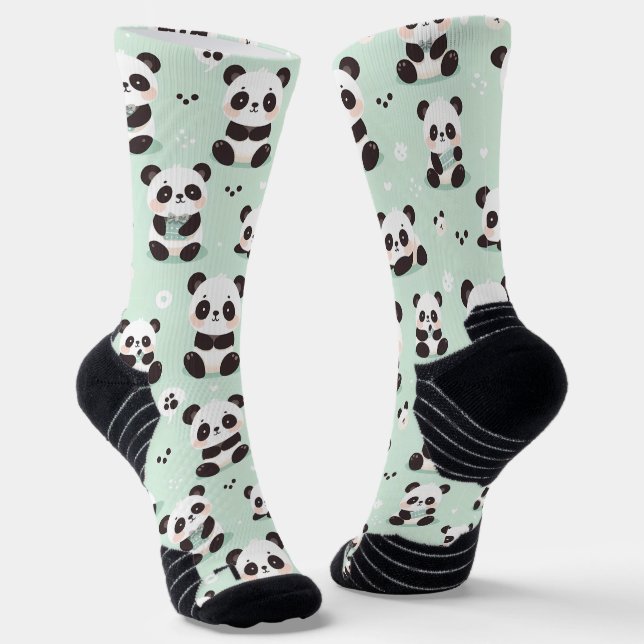 Playful Panda Pattern Socken (Gewinkelt)