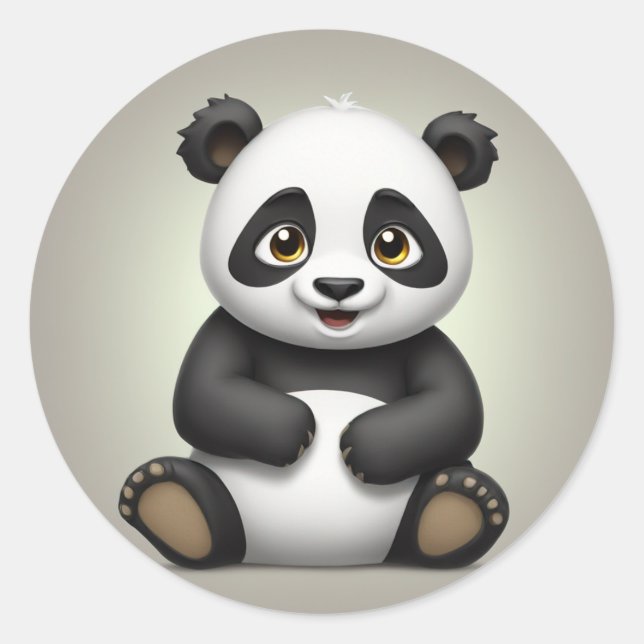 Playful Panda Runder Aufkleber (Vorderseite)