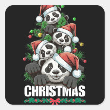 Playful Panda Weihnachtsaufkleber
