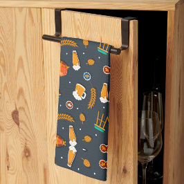 Playful pattern of orange pumpkins kitchen towel geschirrtuch