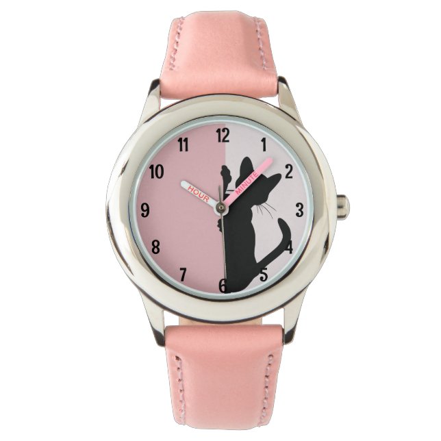 Playful Peeking Kitty Cat - Pink Armbanduhr (Vorderseite)