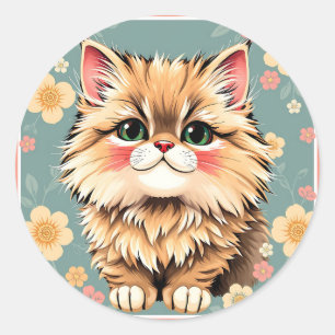 Playful Persian Cat Runder Aufkleber