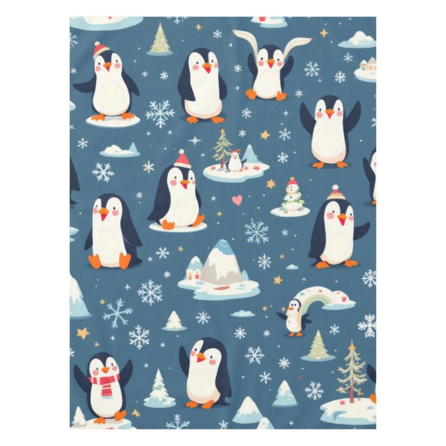 Playful Pinguin Pattern Tischdecke (Vorderseite)