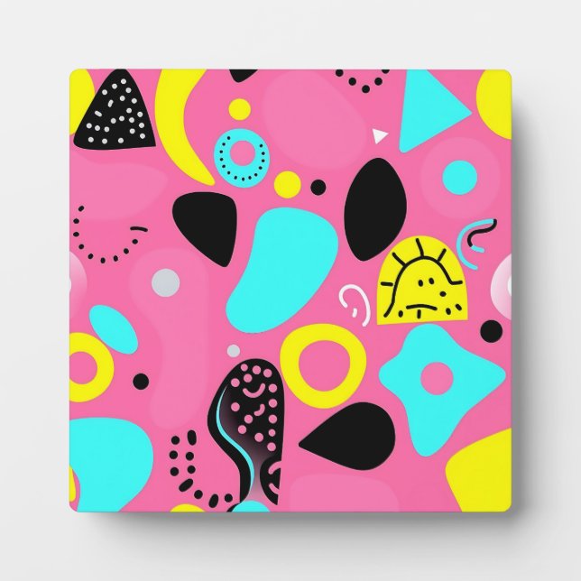 Playful Pink Abstract Shapes Pattern Fotoplatte (Vorderseite)