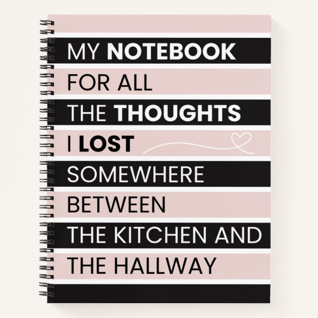  Playful Pink & Black Stripes  Notizbuch (Vorderseite)