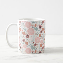 Playful Pink Cream Blue Repeat Floral Print Kaffeetasse