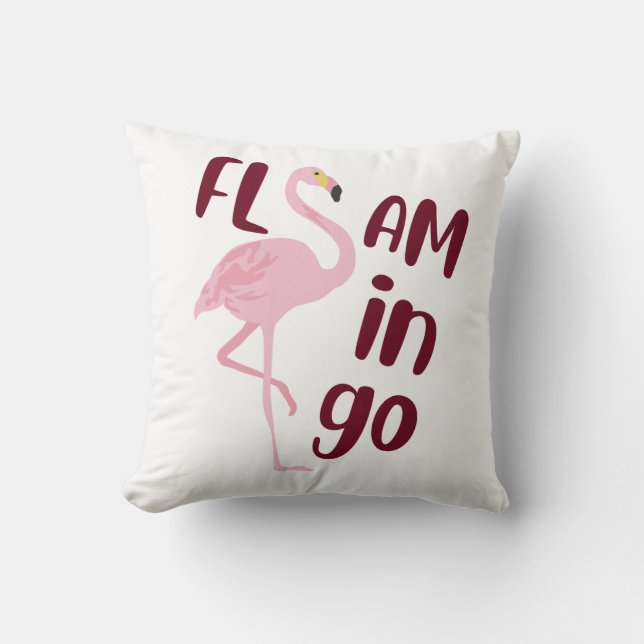 Playful Pink Flamingo Typografy Art Kissen (Vorderseite)