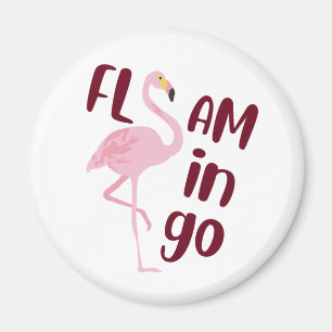 Playful Pink Flamingo Typografy Art Magnet