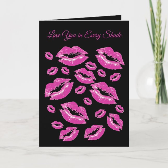 Playful Pink Lip Print Flirtatious Fun Karte (Vorderseite)