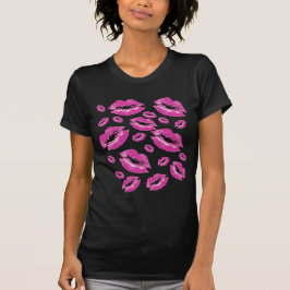 Playful Pink Lip Print Flirtatious Fun T-Shirt