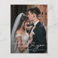 Playful Pink Neon Script Hochzeit Foto Vielen Dank