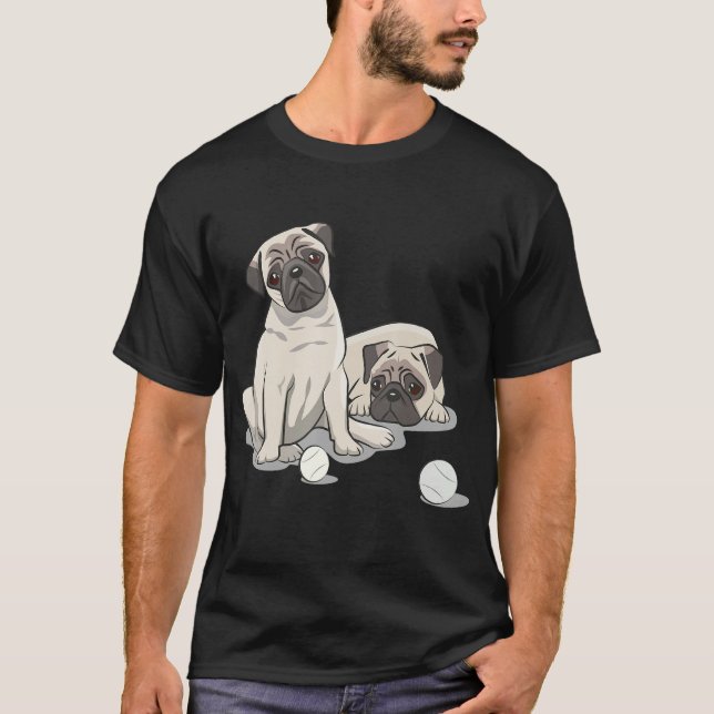 Playful Pug Design T-Shirt (Vorderseite)
