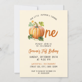 Playful Pumpkin Baby 1. Geburtstag Einladung