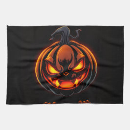 Playful Pumpkin Monster Halloween Kitchen Towel Geschirrtuch