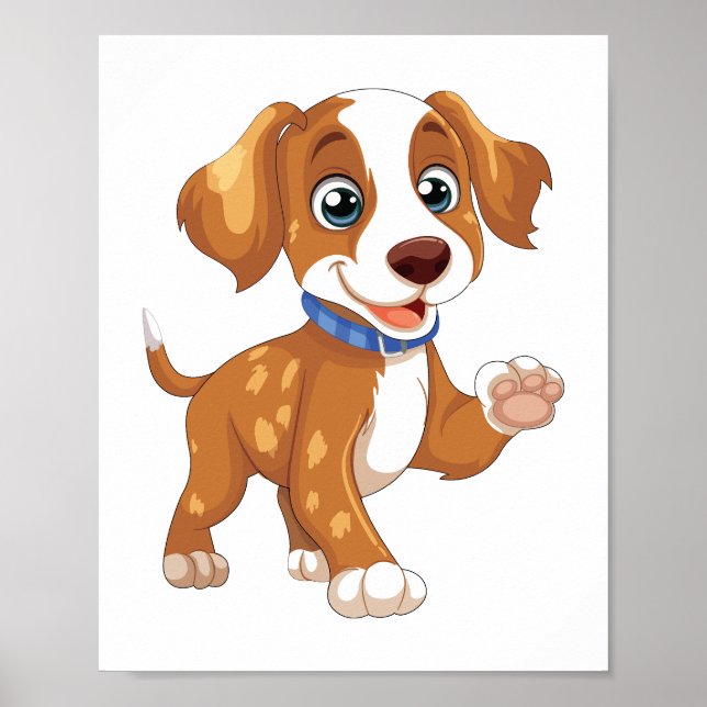 Playful Puppy Illustration|Printableposter&Sticker Poster (Vorne)