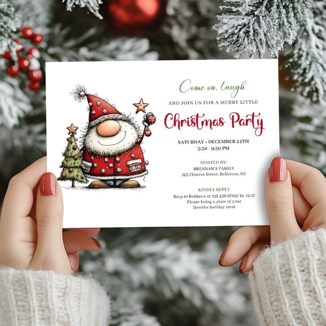 Playful quirky Santa Christmas party invitation Einladung (Playful quirky Santa Christmas party invite

)