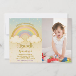Playful Rainbow Birthday Einladung mit Foto