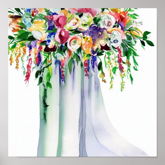 Playful Rainbow, Bridal Cascading Bouquet 2, Poster (Vorne)