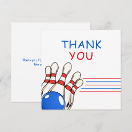 Playful Red & Blue Bowling Thema 6. Geburtstag Dankeskarte