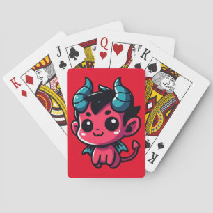 Playful Red Devil - Cartoon, Charakter, Rot, Kawai Spielkarten