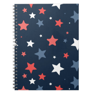 Playful Red White Blue Star Notebook Notizblock