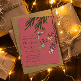 Playful Reindeer Dogs Christmas Illustration Einladung