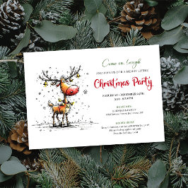 Playful Reindeer Festive Celebration Invitation Einladung