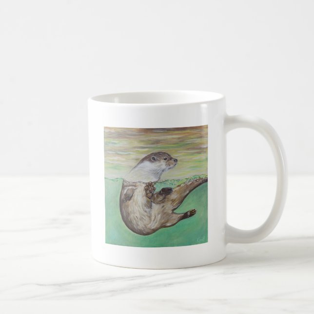 Playful River Otter Painting Kaffeetasse (Rechts)