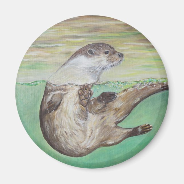 Playful River Otter Painting Magnet (Vorne)